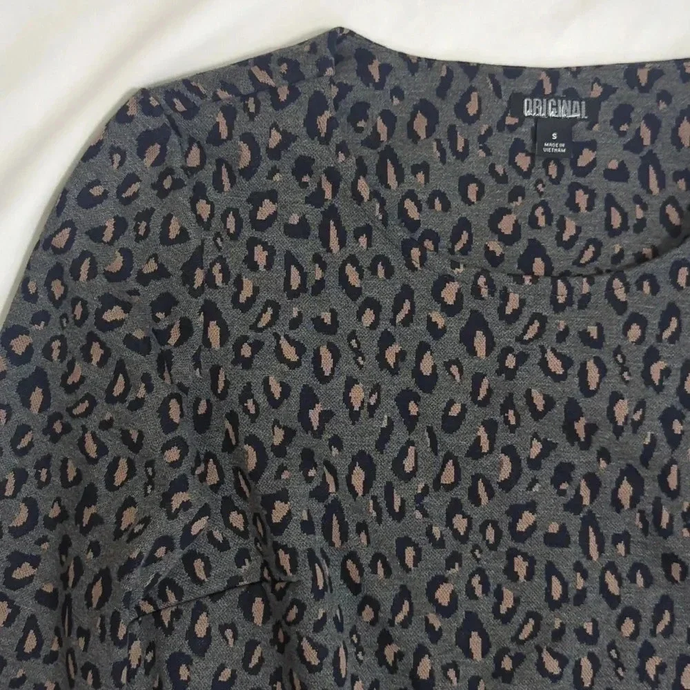 Nicole Miller 3/4 Sleeve Dress Color Grey Leopard Size S - Picture 6 of 14